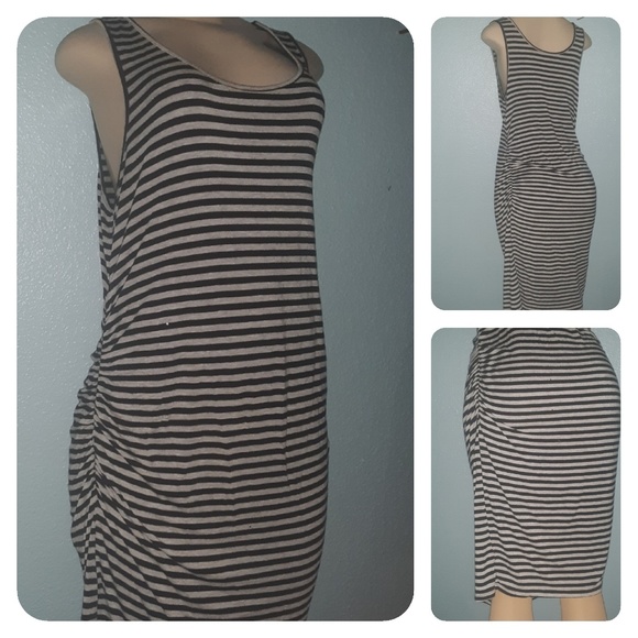 Maternity Dresses & Skirts - Black and White Ruched Maternity Dress